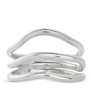 NO MORE Wave-Design Ring - White