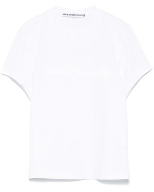 Alexander Wang Cotton Shrunken Logo T-Shirt Clothing - White
