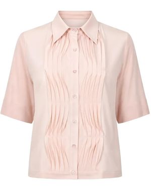 Seventy Pintuck-Pleated Short-Sleeved Shirt - Pink