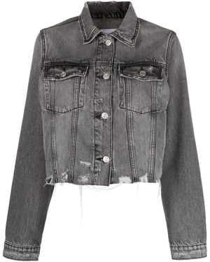 FRAME Vintage Distressed Denim Jacket - Grey