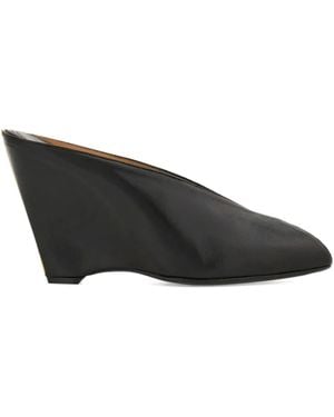 サンダル・ミュール Salvatore Ferragamo Black Satin Emii 85 Mules Ferragamo Nymphe 85 Black Leather Sandals | Lyst