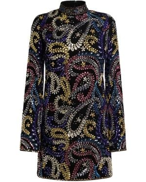 Etro Paisley-Embroidered Mini Dress - Black