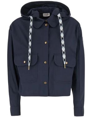 Moncler Hooded Patch-Pocket Jacket - Blue