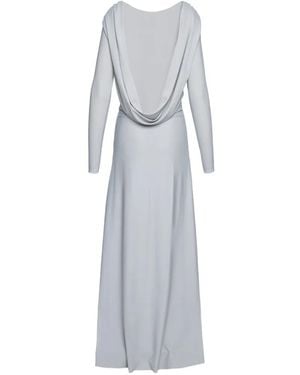 MEDEA Draped-Back Long-Sleeve Maxi Dress - Grey
