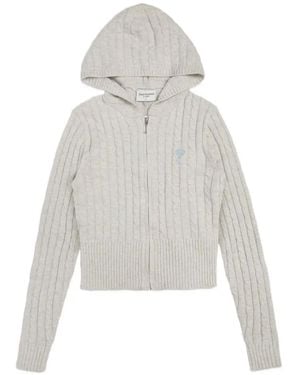 Juicy Couture Cable-Knit Zip-Up Hoodie - White