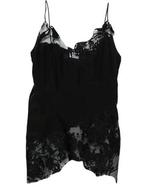 McQueen Lace-Trimmed Silk Blouse - Black