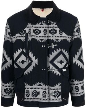 Fay Geometric Three-Pocket Jacket - Blue