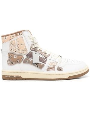 Amiri Skel Top Hi Bandana Leather Trainers - White