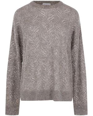 Brunello Cucinelli Jersey Con Lentejuelas - Gris