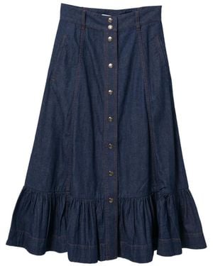 Zimmermann Jupe Boutonnée À Volants - Blue
