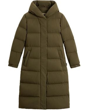 Woolrich Hooded Quilted Zip-Fastening Coat - Green