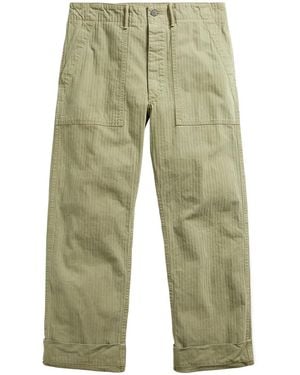 RRL Striped Straight-Leg Cotton Pants - Green