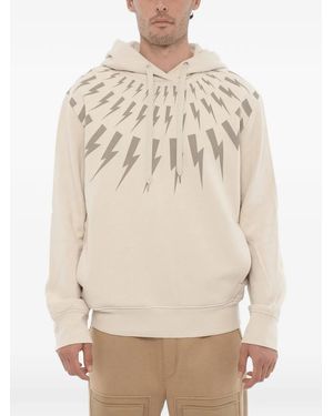 Neil Barrett Fairisle Thunderbolt Hoodie - Natural