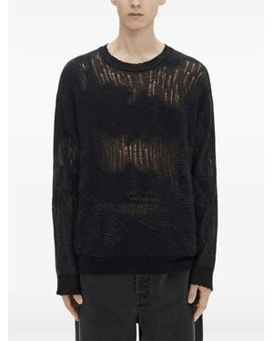 Ann Demeulemeester Gerafelde Hoodie Met Vlakken - Zwart