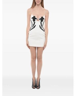 David Koma Flower-Embellished Mini Dress - White