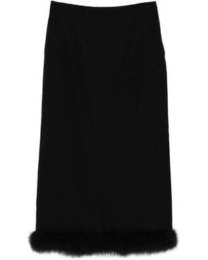 Moschino Feather-Trim Maxi Skirt - Black
