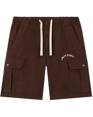 Palm Angels Curved Logo Loose Cargo Shorts - Purple
