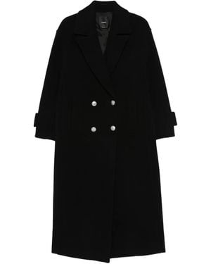 Pinko Double-Breasted Buttoned Coat - Black