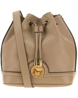 Chloé Cappuccino Beuteltasche mit Kordelzug - Natur