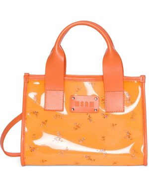 MSGM Floral Handle Tote Bag - Orange