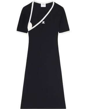 Courreges Cotton Asymmetric Mini Dress - Black