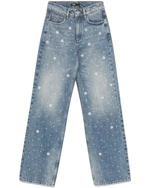 Maje Wide-Leg Embroidered Jeans - Blue