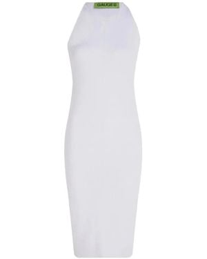 GAUGE81 Altea Asymmetric Ribbed Midi Dress - White