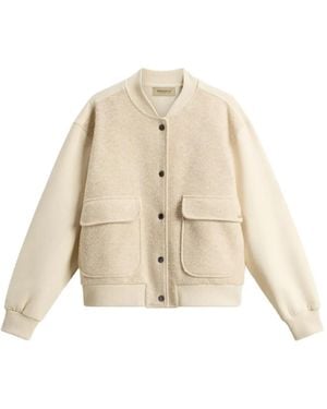 Woolrich Fleece Button-Fastening Bomber Jacket - Natural