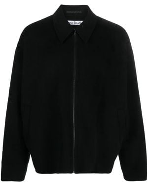 Acne Studios Zip-Up Wool Shirt Jacket - Black