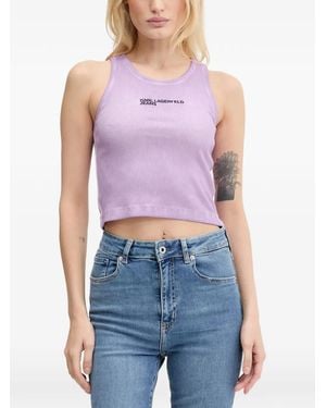 KARL LAGERFELD Washed Ribbed Tank Top - Purple