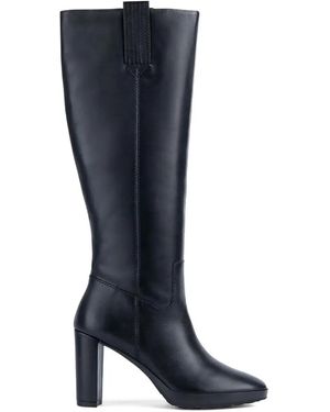 Geox Block-Heel Knee-High Boots - Blue