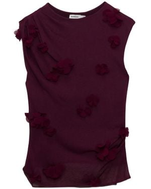 Jonathan Simkhai Tessa Floral-Appliqué Top - Purple