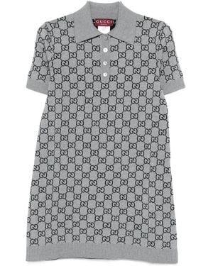 Gucci Gg-Pattern Mini Dress - Grey
