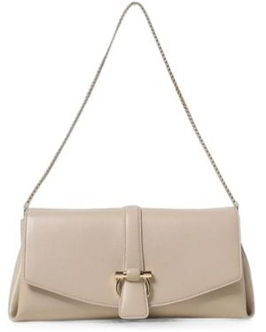 Ferragamo Mia Leather Shoulder Bag - Natural