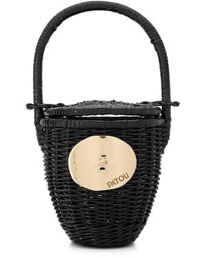 Patou Wicker Bucket Bag - Black