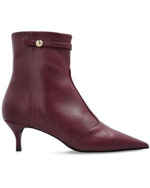 Furla 60Mm Leather Heeled Boots - Purple