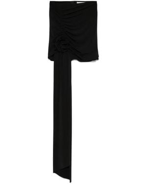 Nissa Floral-Appliqué Mini Skirt - Black