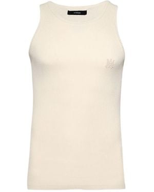 Amiri Ribbed Logo-Detail Tank Top - Natural