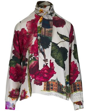 Libertine Floral-Print Pussy-Bow-Detail Blouse - Red