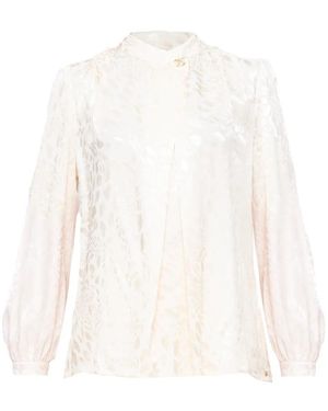 Nissa Leopard-Print Viscose Top - White