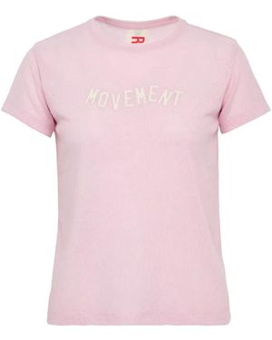 Rally Movement Ribbed-Knit Slim-Fit T-Shirt - Pink