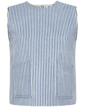 Adam Lippes Ludlow Striped Sleeveless Blouse - Blue