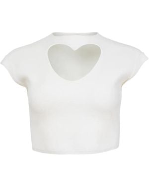 Fleur du Mal Haut Matchmaker À Découpes Et Motif Cœur - White