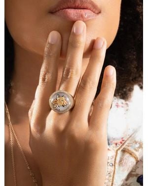 Jacquie Aiche Mother Of Pearl And Diamond Leopard Ring - Brown