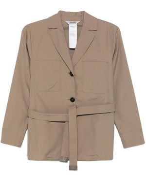Max Mara Belted Patch-Pocket Blazer - Natural