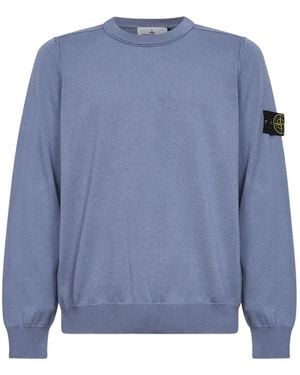 Stone Island Badge-Detail Jumper - Blue