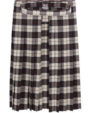 Duran Lantink Tartan-Pleated Skirt - Grey