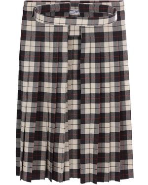 Duran Lantink Jupe Plissée À Motif Tartan - Gris