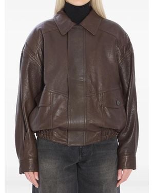 Saint Laurent Lammlederjacke mit Ballonärmeln - Braun