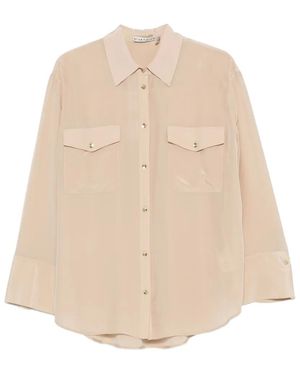 Alice + Olivia Flap-Pocket Button-Up Shirt - Natural